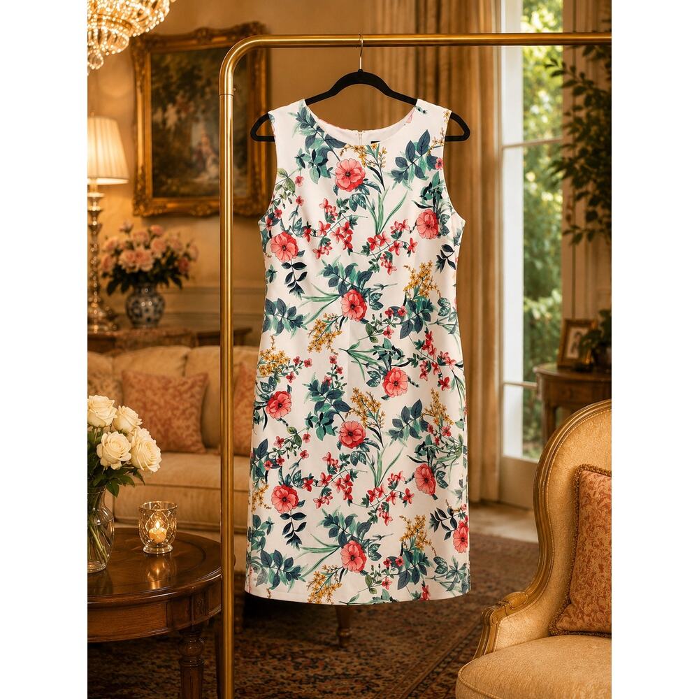 Tommy Hilfiger Floral Sheath Dress Size 16 NWT Sleeveless Career Wedding Guest